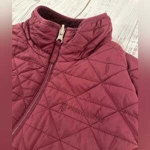 Free Country Women's Quilted Puffer Vest Sherpa Reversible Size XL Maroon Red